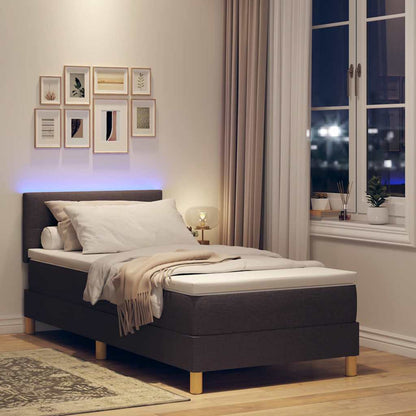 Letto a Sorgente LED Marrone Scuro 100 x 200 cm Tessuto | homemem39