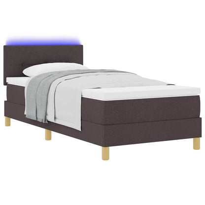 Letto a Sorgente LED Marrone Scuro 100 x 200 cm Tessuto | homemem39