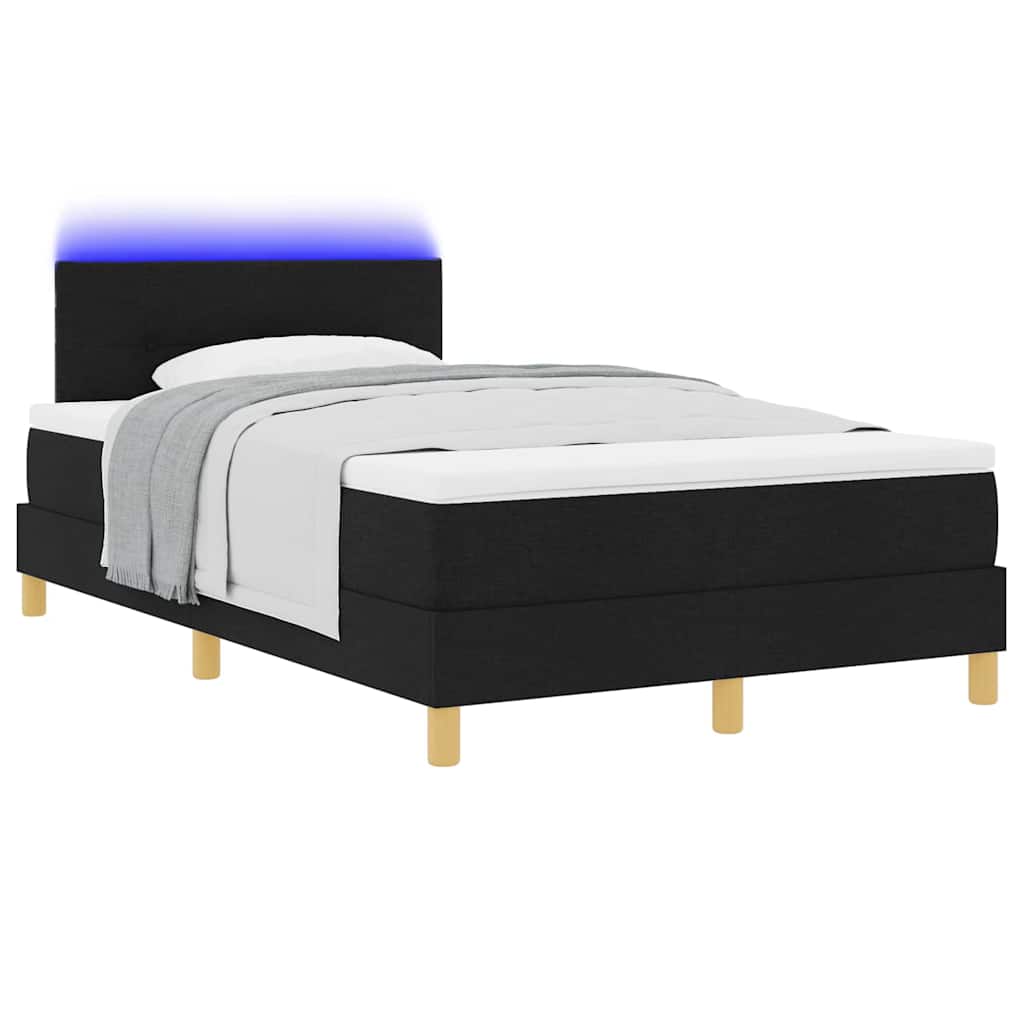 Letto a Sorgente LED con strisce LED Nero 120 x 190 cm Tessuto | homemem39
