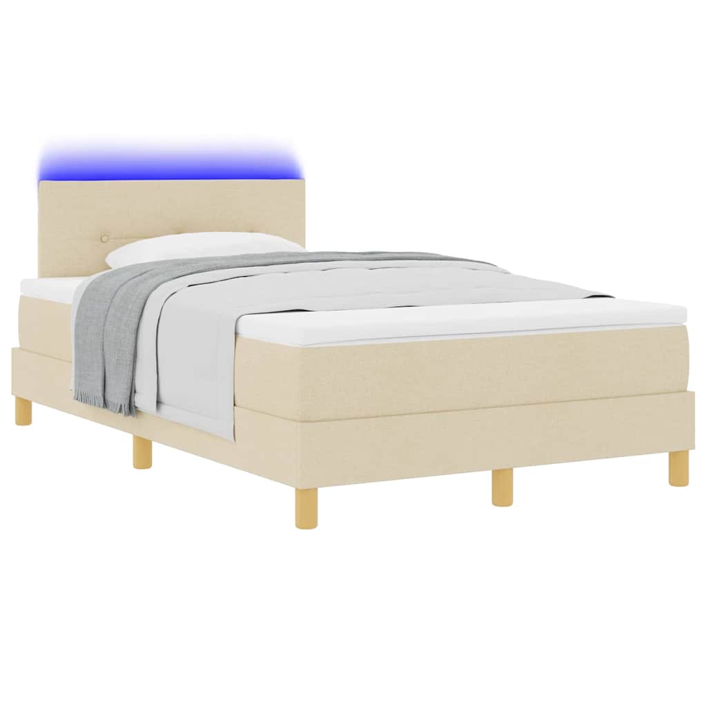 Letto a Sorgente LED con strisce LED Crema 120 x 190 cm Tessuto | homemem39