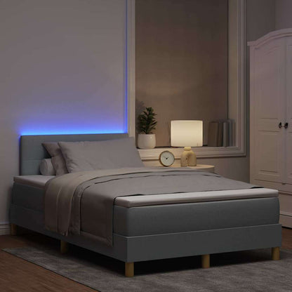 Letto a Sorgente LED Grigio chiaro 120 x 200 cm Tessuto