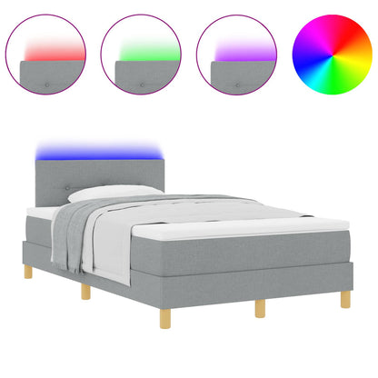 Letto a Sorgente LED Grigio chiaro 120 x 200 cm Tessuto