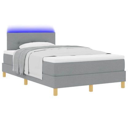 Letto a Sorgente LED Grigio chiaro 120 x 200 cm Tessuto
