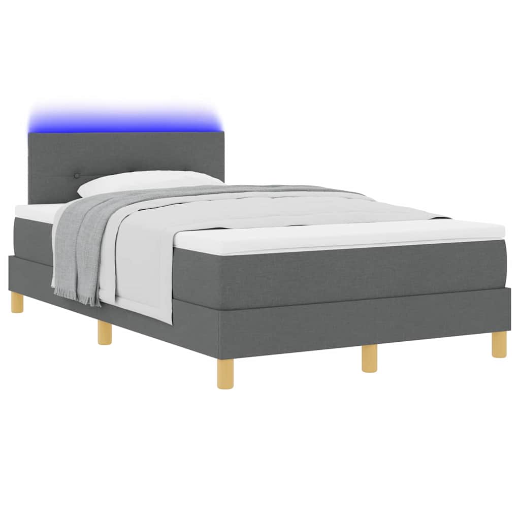 Letto a Sorgente LED Grigio scuro 120 x 200 cm Tessuto