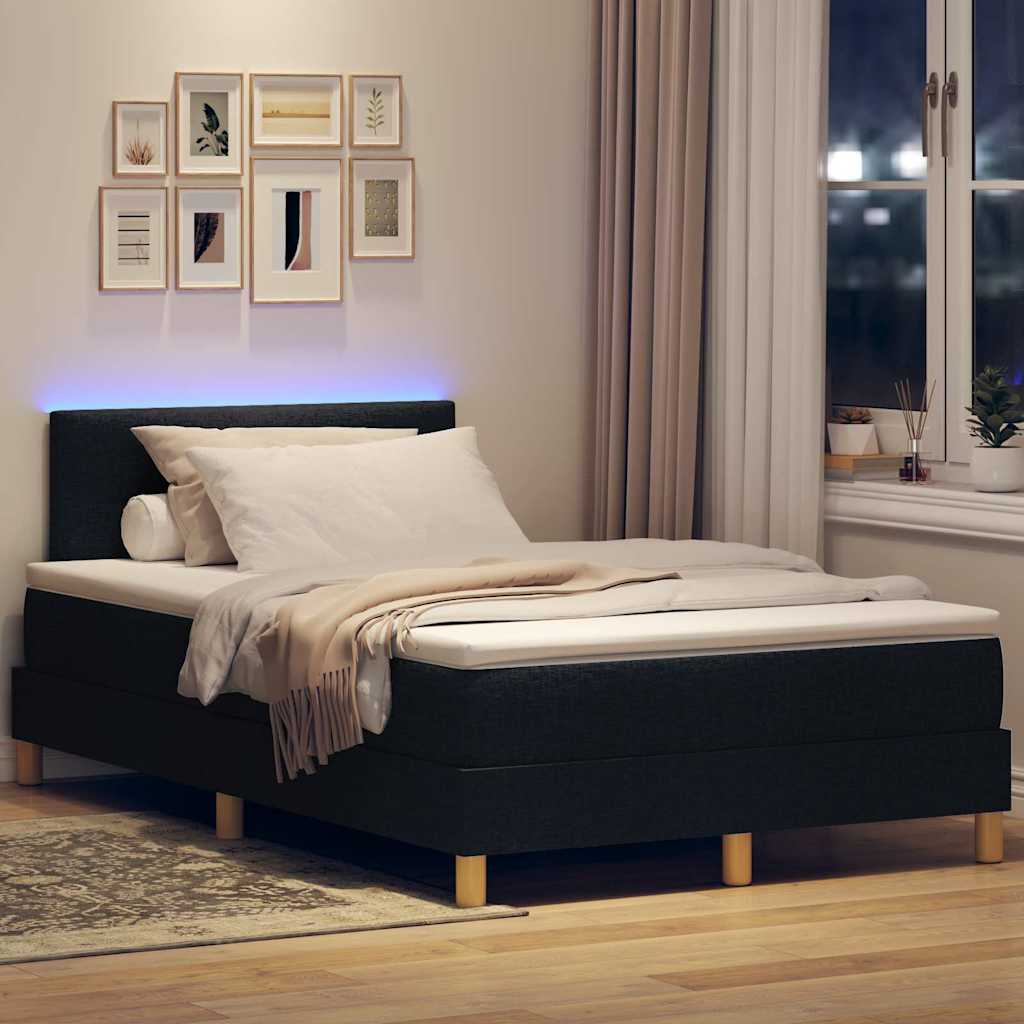 Letto a Sorgente LED con strisce LED Nero 120 x 200 cm Tessuto | homemem39