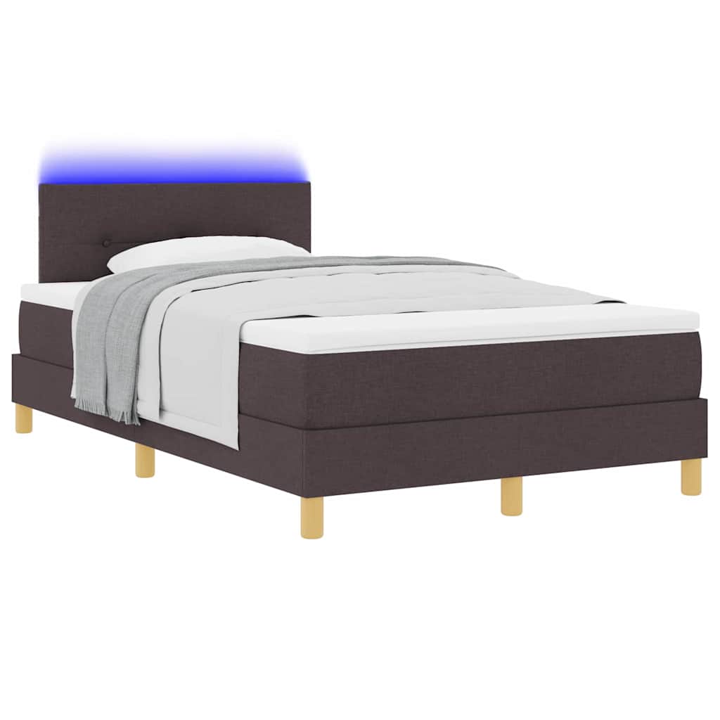 Letto a Sorgente LED Marrone Scuro 120 x 200 cm Tessuto | homemem39