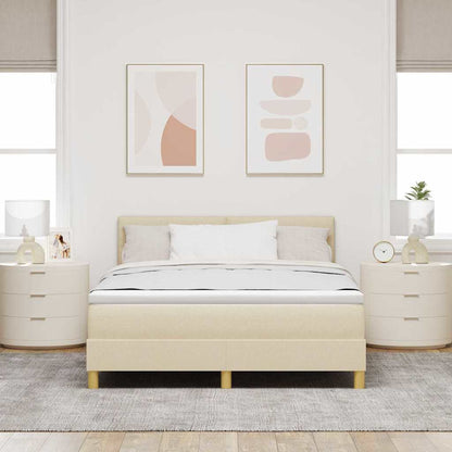 Letto a Sorgente LED con strisce LED Crema 140 x 190 cm Tessuto