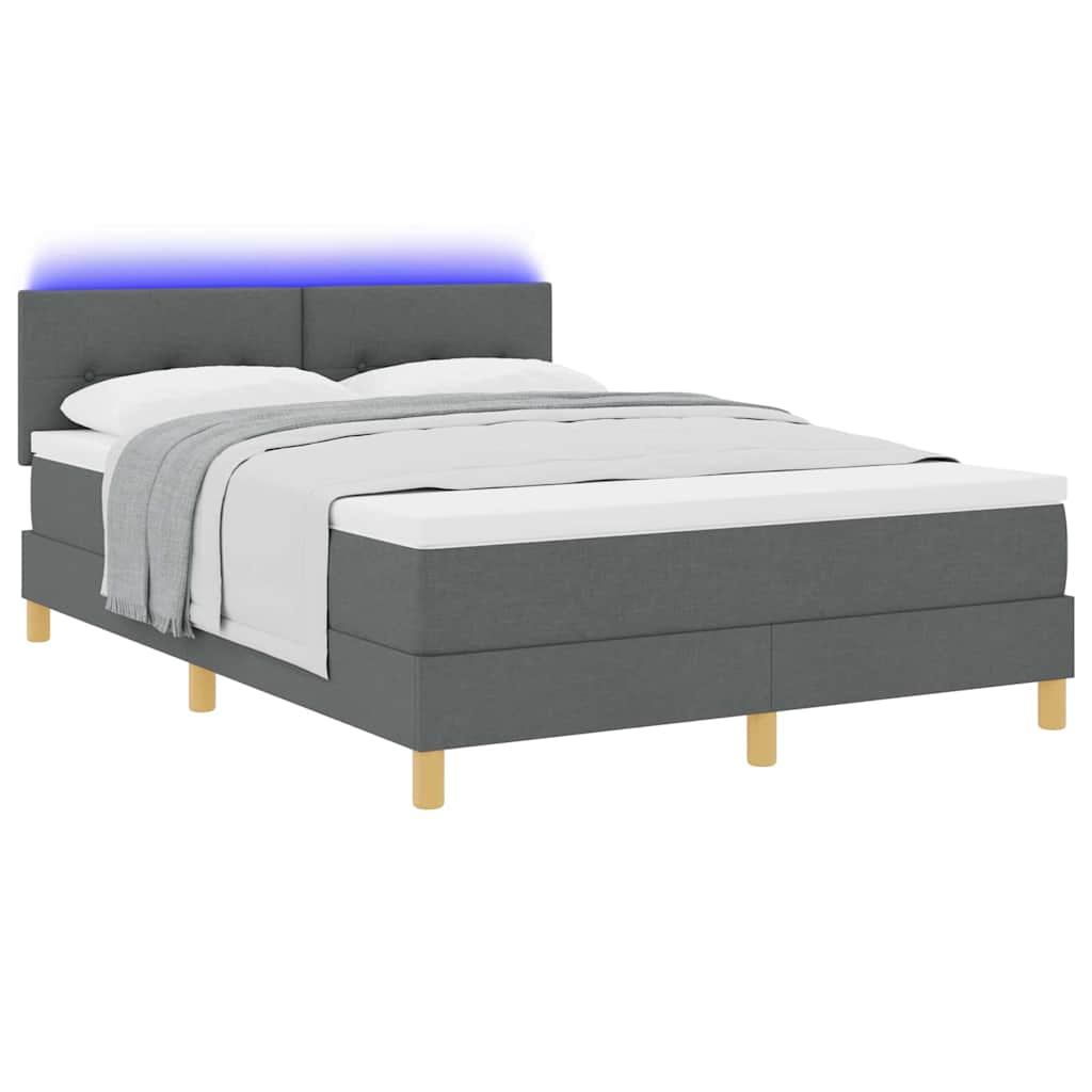 Letto a Sorgente LED Grigio scuro 140 x 200 cm Tessuto | homemem39
