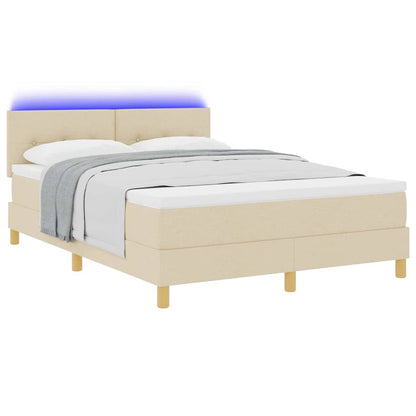 Letto a Sorgente LED con strisce LED Crema 140 x 200 cm Tessuto | homemem39