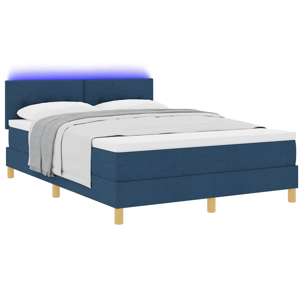 Letto a Sorgente LED con strisce LED Blu 140 x 200 cm Tessuto | homemem39