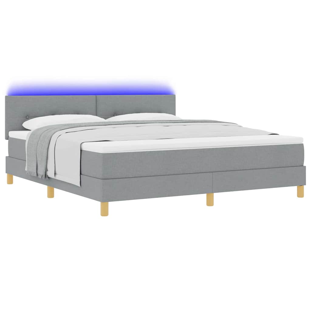 Letto a Sorgente LED con led Grigio chiaro 180 x 200 cm Tessuto