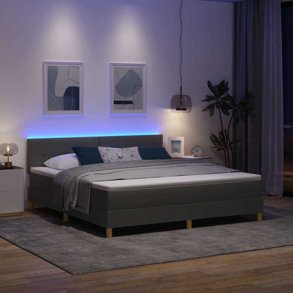 Letto a Sorgente LED Grigio scuro 180 x 200 cm Tessuto | homemem39