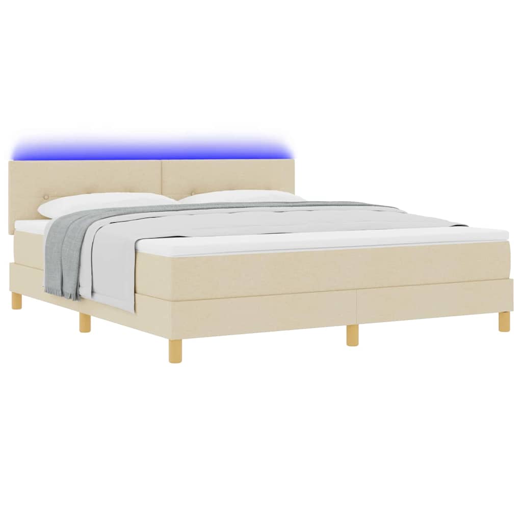 Letto a Sorgente LED con strisce LED Crema 180 x 200 cm Tessuto | homemem39