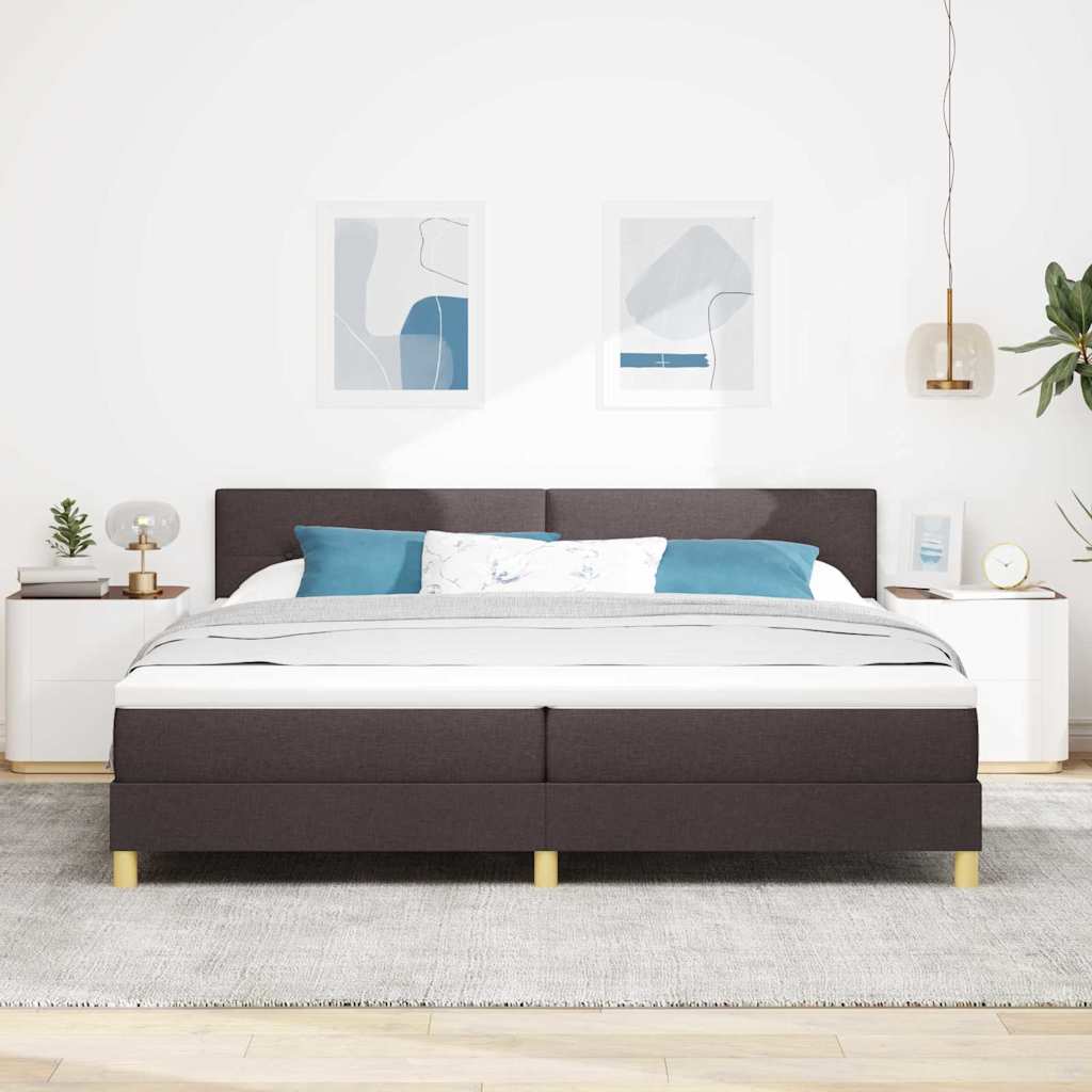 Letto a Sorgente LED Marrone Scuro 200 x 200 cm Tessuto