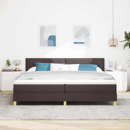Letto a Sorgente LED Marrone Scuro 200 x 200 cm Tessuto