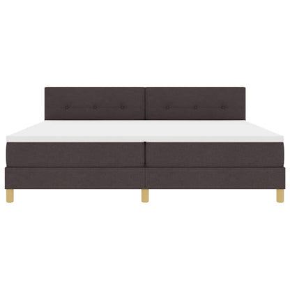 Letto a Sorgente LED Marrone Scuro 200 x 200 cm Tessuto