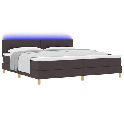 Letto a Sorgente LED Marrone Scuro 200 x 200 cm Tessuto