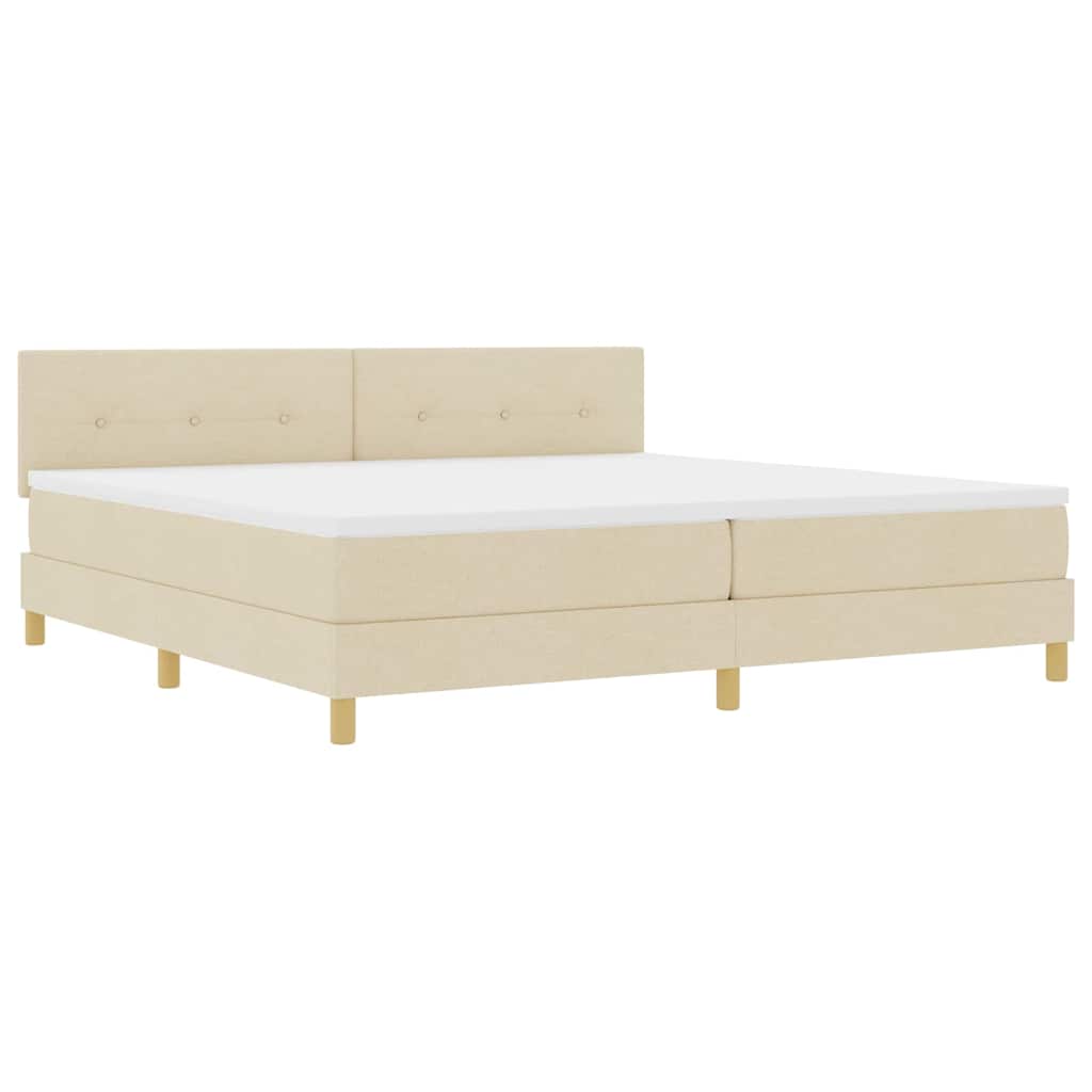 Letto a Sorgente LED con cuscino Crema 200 x 200 cm Tessuto