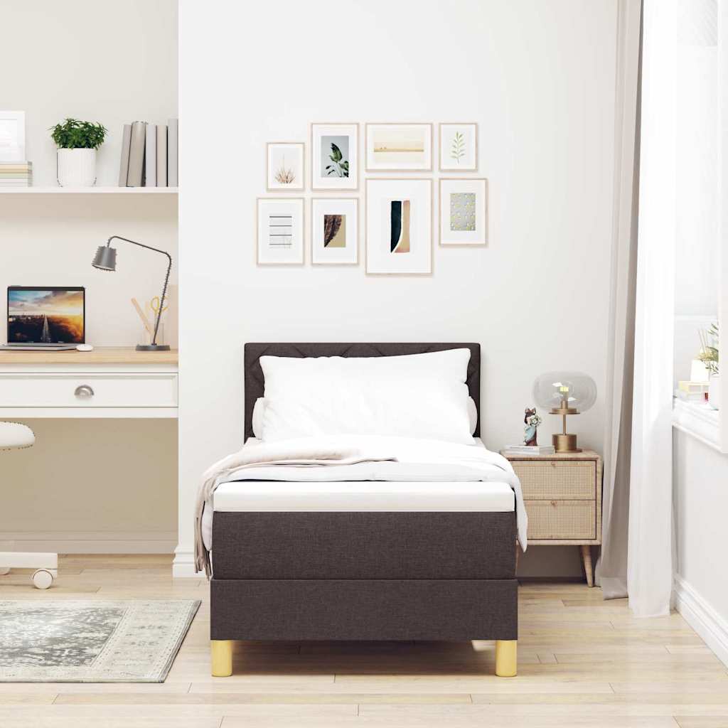 Letto a Sorgente LED Marrone Scuro 80 x 200 cm Tessuto