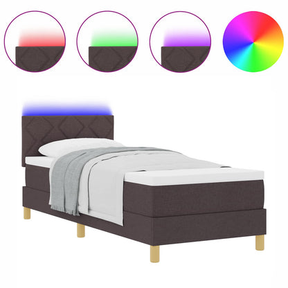 Letto a Sorgente LED Marrone Scuro 80 x 200 cm Tessuto