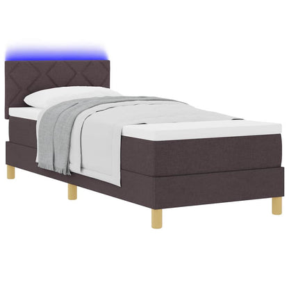 Letto a Sorgente LED Marrone Scuro 80 x 200 cm Tessuto