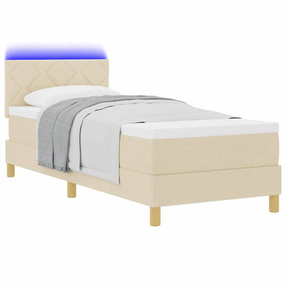 Letto a Sorgente LED con strisce LED Crema 80 x 200 cm Tessuto | homemem39