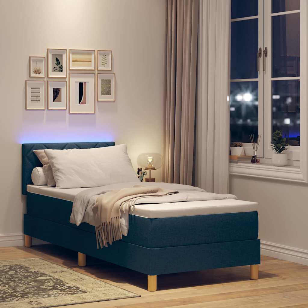 Letto a Sorgente LED con strisce LED Blu 80 x 200 cm Tessuto | homemem39