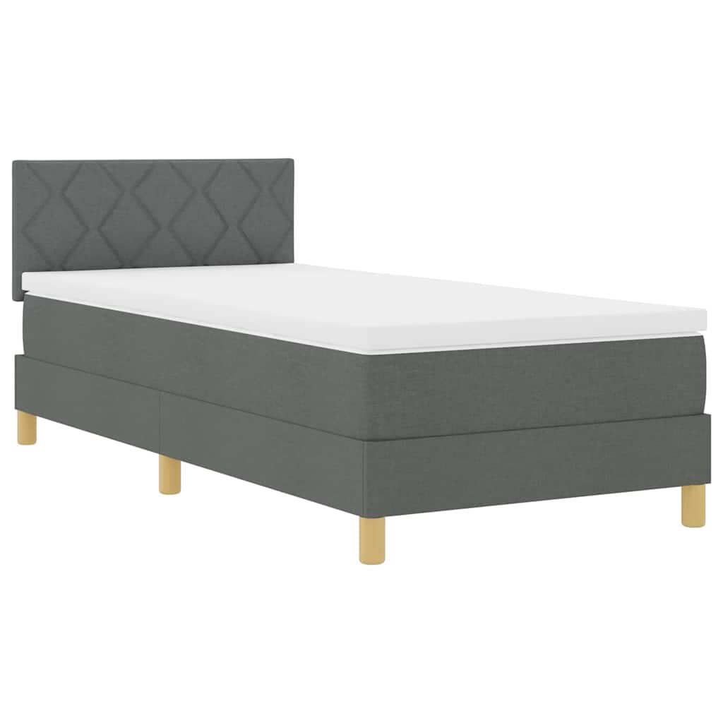 Letto a Sorgente LED Grigio scuro 90 x 190 cm Tessuto