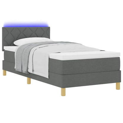 Letto a Sorgente LED Grigio scuro 90 x 190 cm Tessuto