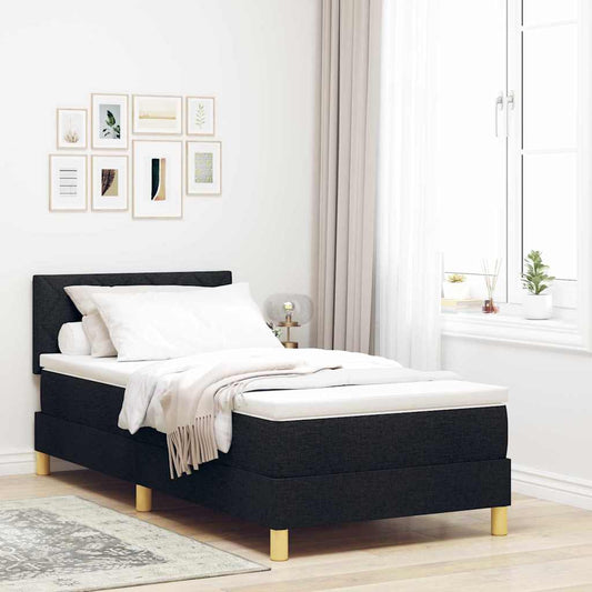 Letto a Sorgente LED con strisce LED Nero 90 x 190 cm Tessuto | homemem39