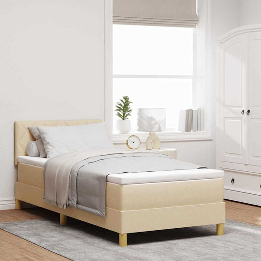 Letto a Sorgente LED con strisce LED Crema 90 x 190 cm Tessuto
