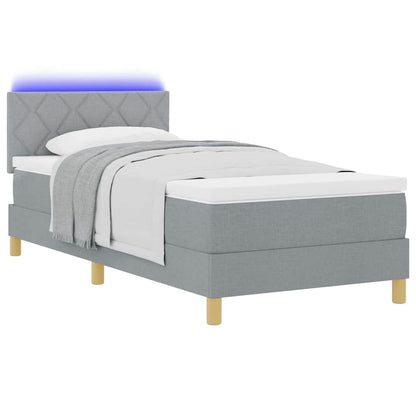 Letto a Sorgente LED con led Grigio chiaro 90 x 200 cm Tessuto