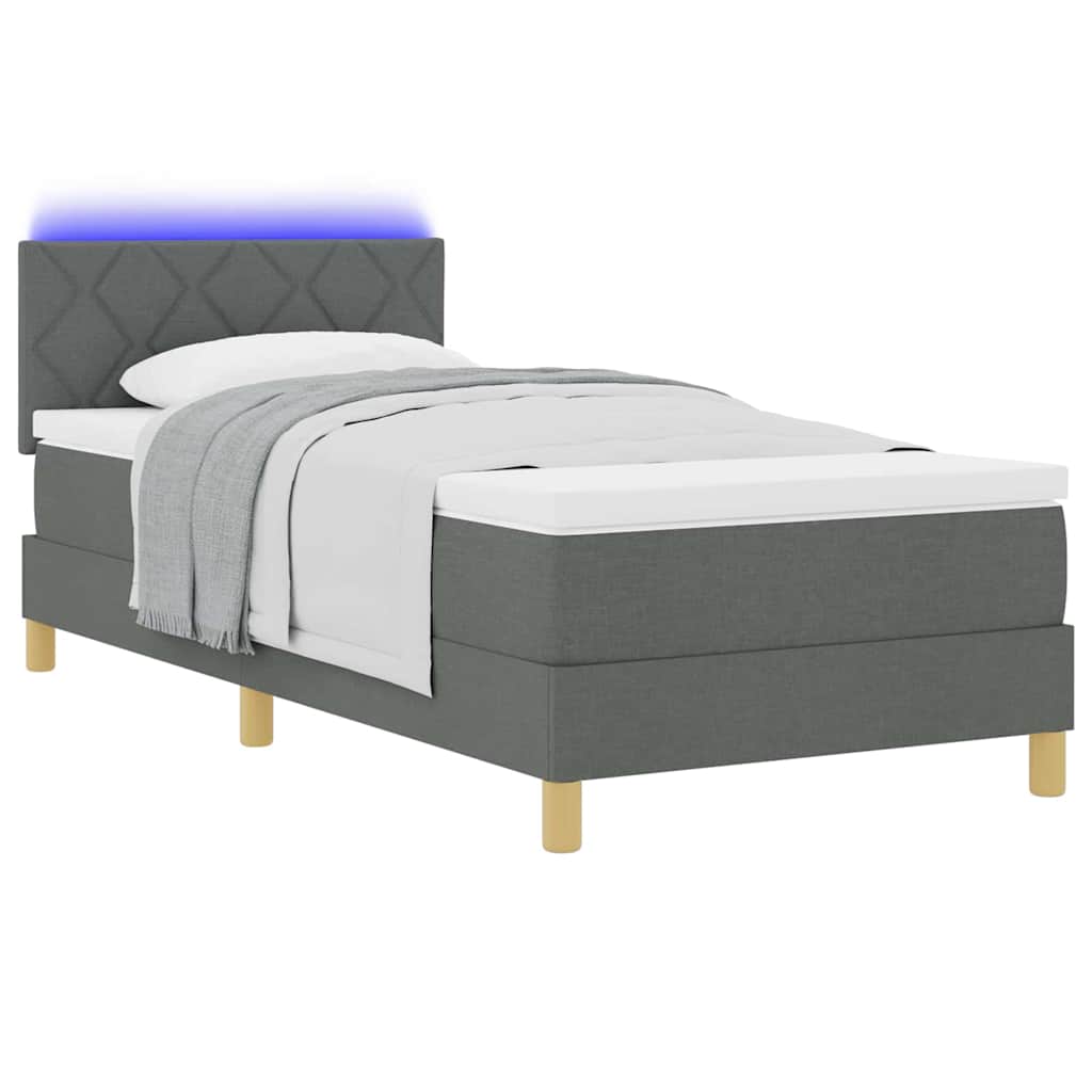 Letto a Sorgente LED Grigio scuro 90 x 200 cm Tessuto | homemem39