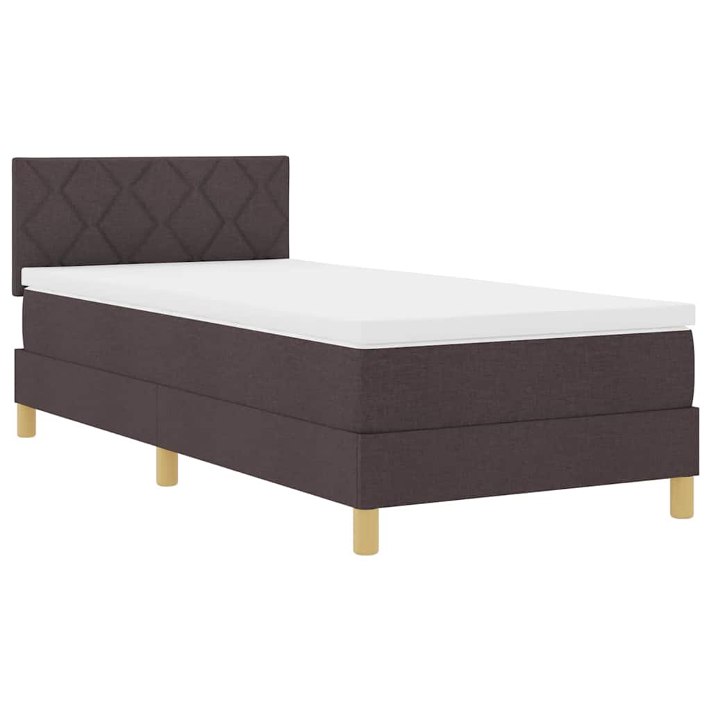 Letto a Sorgente LED con led Marrone Scuro 90 x 200 cm Tessuto