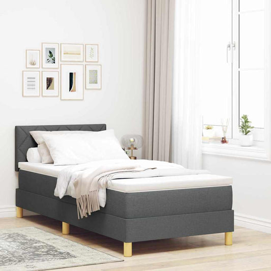 Letto a Sorgente LED Grigio scuro 100 x 200 cm Tessuto | homemem39