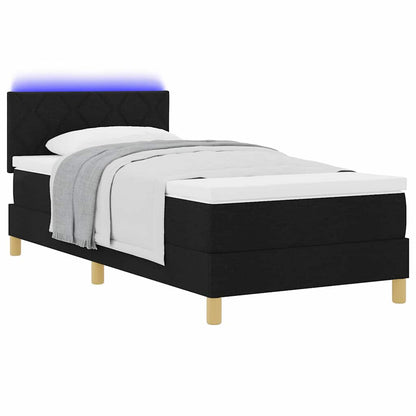 Letto a Sorgente LED con materasso Nero 100 x 200 cm Tessuto