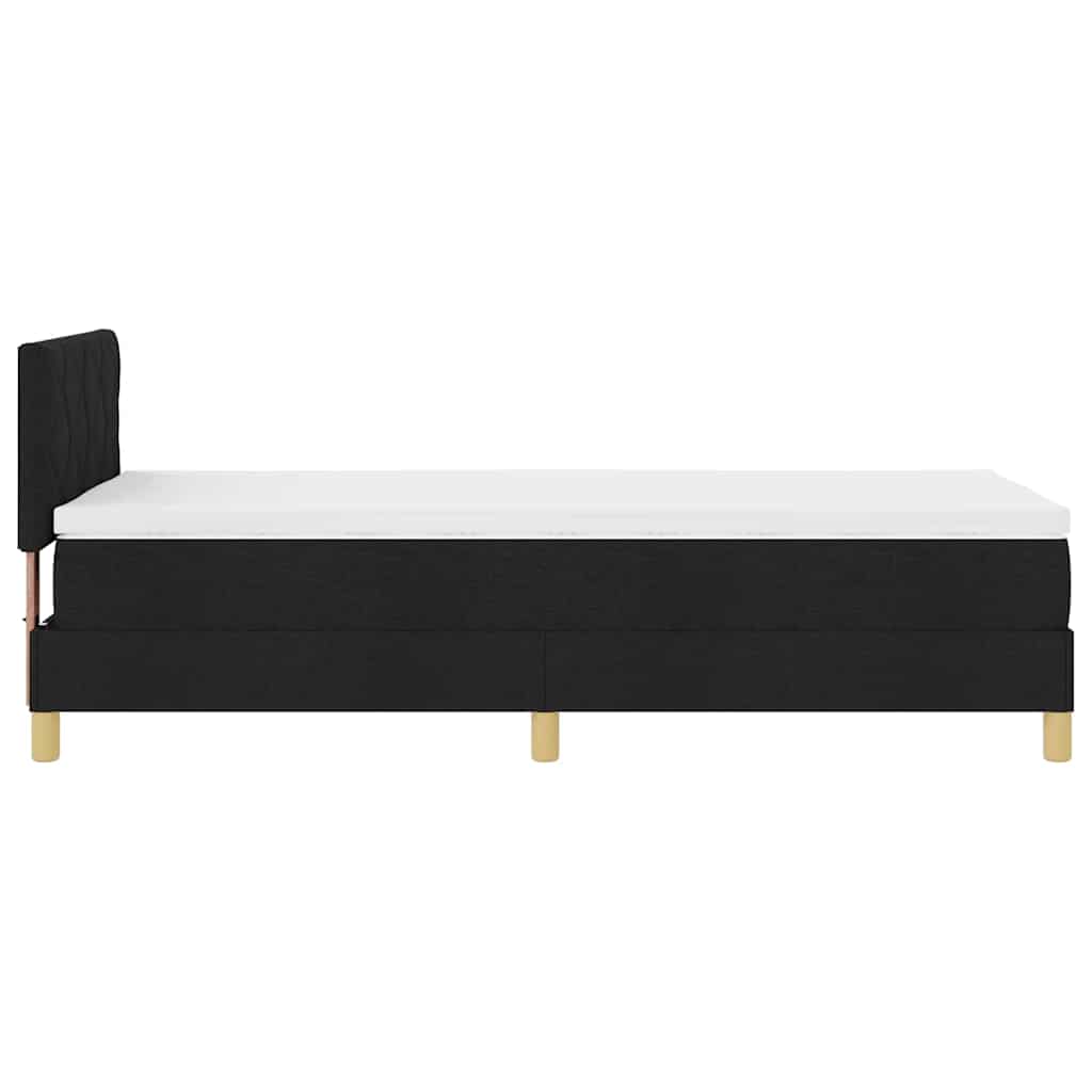 Letto a Sorgente LED con materasso Nero 100 x 200 cm Tessuto