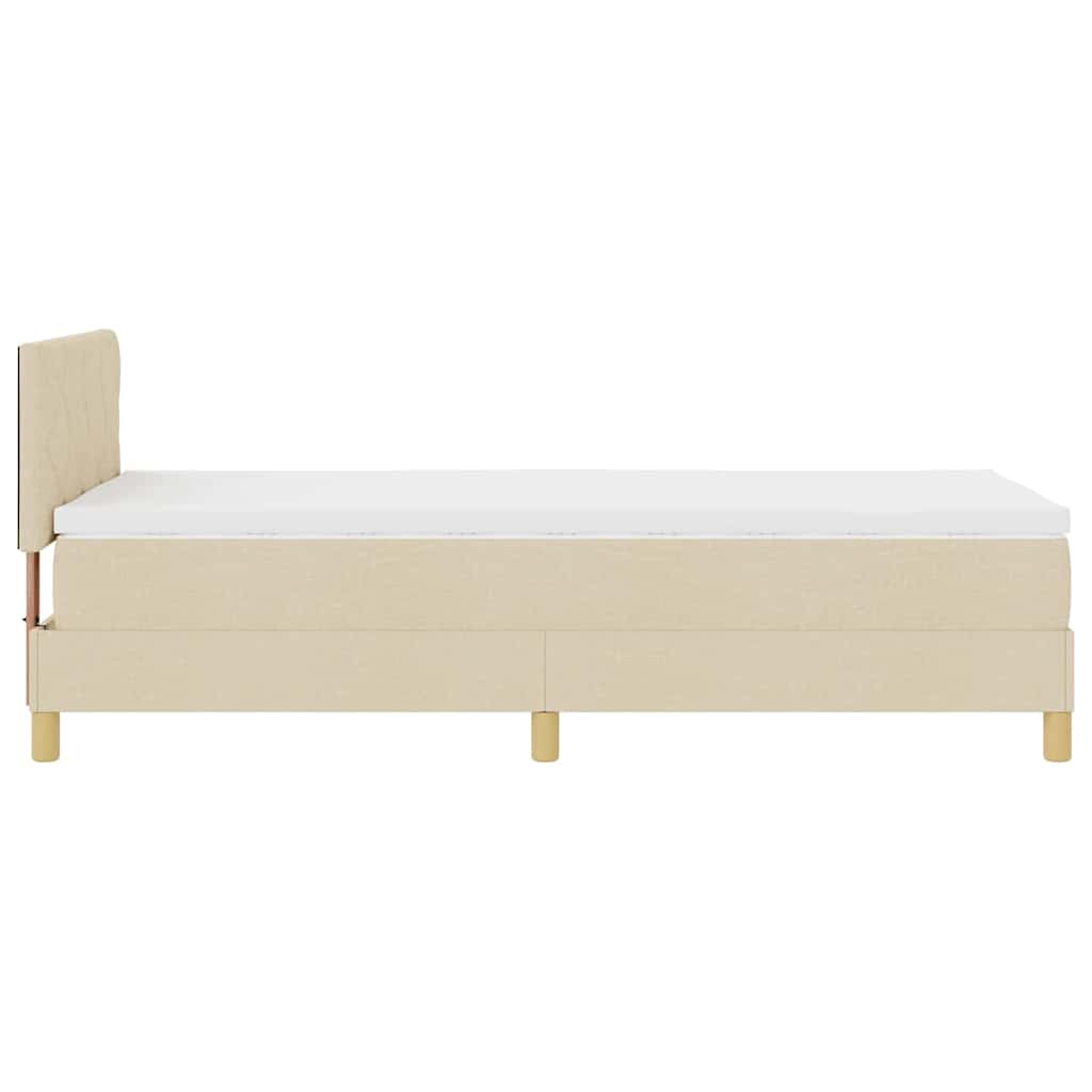 Letto a Sorgente LED con materasso Crema 100 x 200 cm Tessuto
