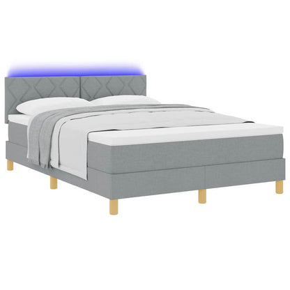 Letto a Sorgente LED Grigio chiaro 140 x 190 cm Tessuto | homemem39