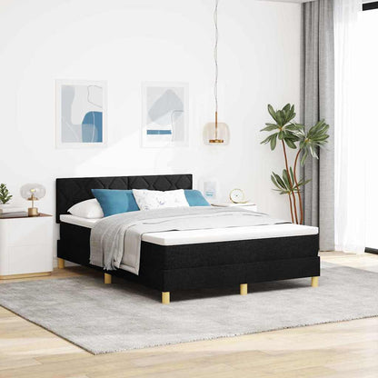 Letto a Sorgente LED con strisce LED Nero 140 x 190 cm Tessuto | homemem39