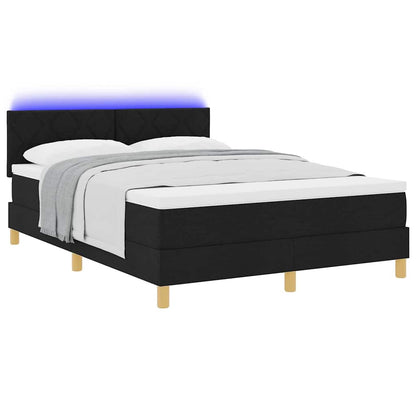 Letto a Sorgente LED con strisce LED Nero 140 x 190 cm Tessuto | homemem39