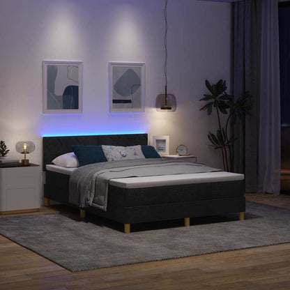 Letto a Sorgente LED con strisce LED Nero 140 x 200 cm Tessuto | homemem39
