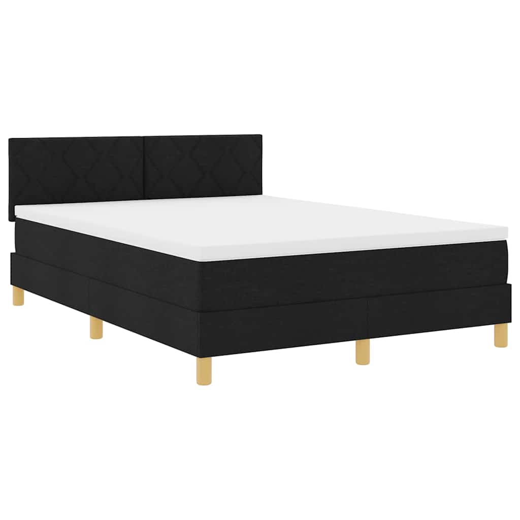 Letto a Sorgente LED con strisce LED Nero 140 x 200 cm Tessuto | homemem39