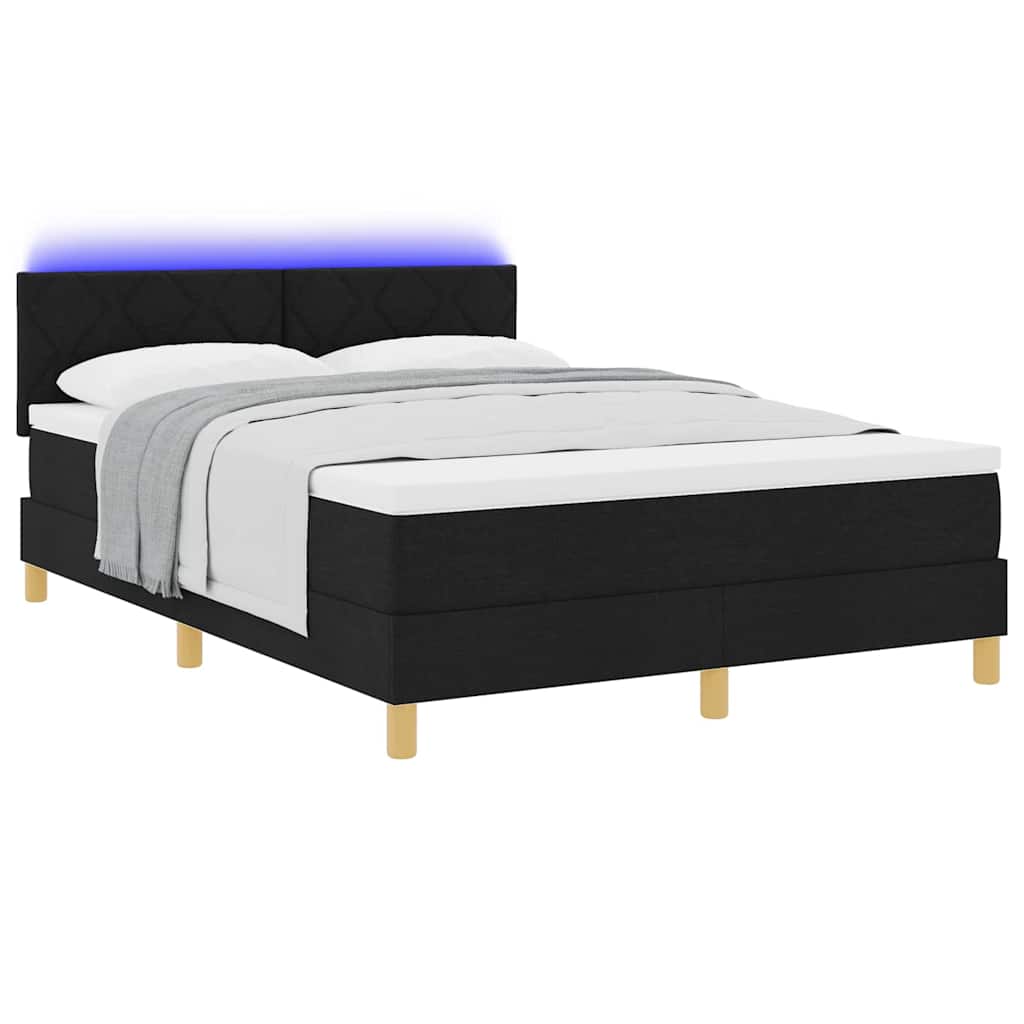 Letto a Sorgente LED con strisce LED Nero 140 x 200 cm Tessuto | homemem39
