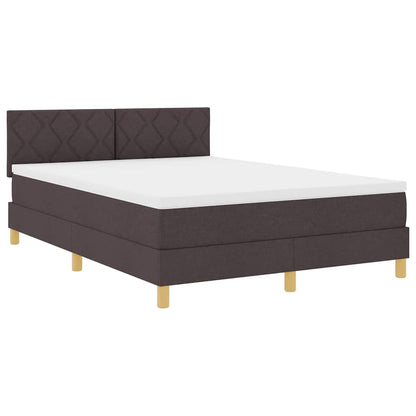 Letto a Sorgente LED Marrone Scuro 140 x 200 cm Tessuto