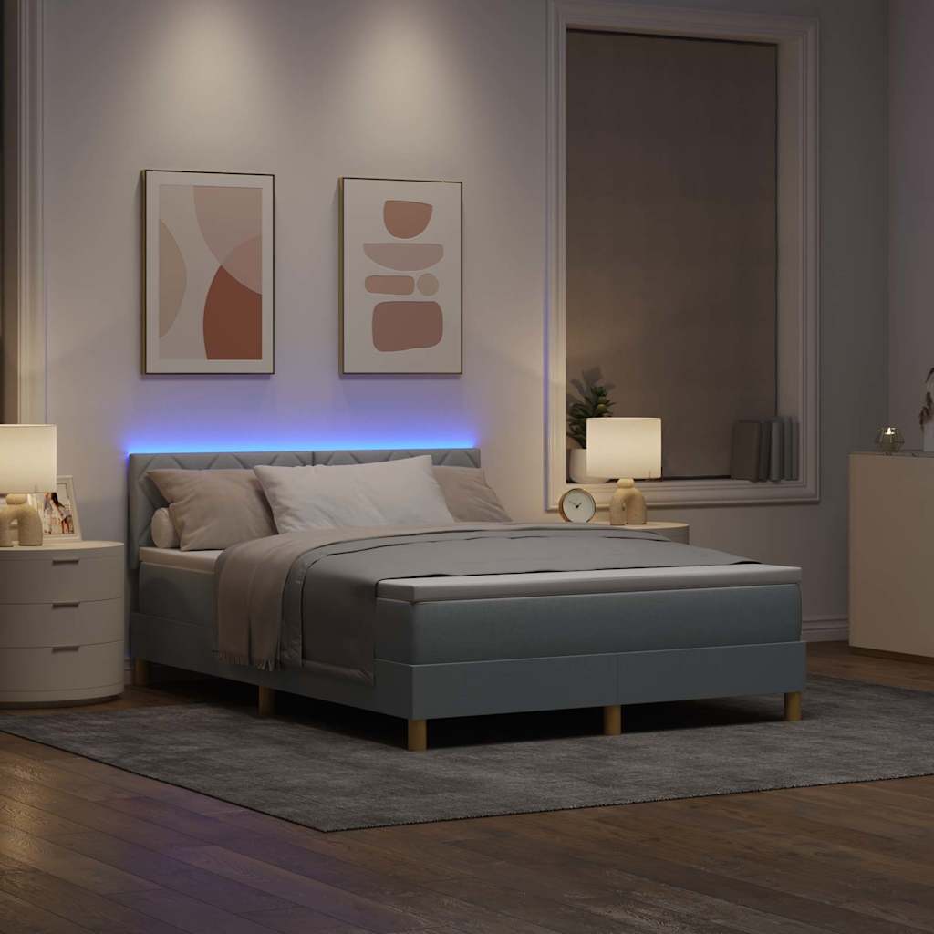 Letto a Sorgente LED Grigio chiaro 160 x 200 cm Tessuto | homemem39