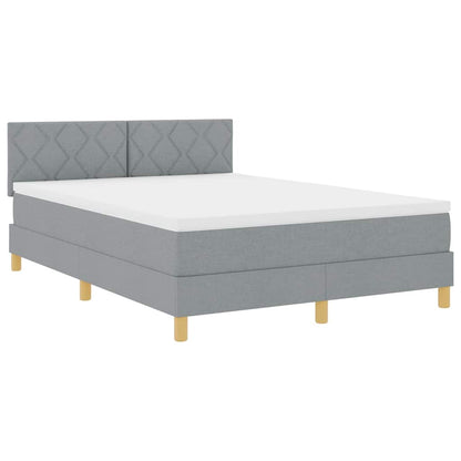 Letto a Sorgente LED Grigio chiaro 160 x 200 cm Tessuto
