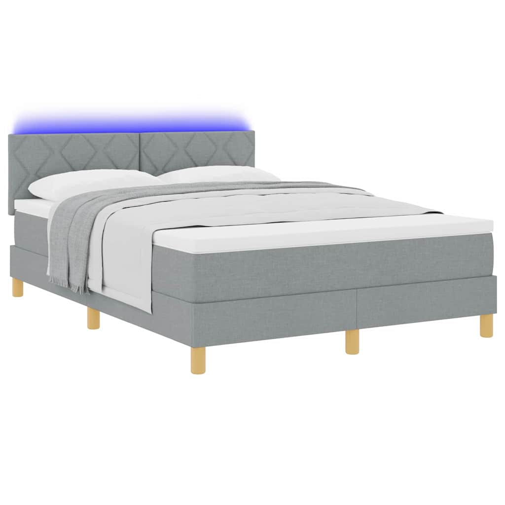 Letto a Sorgente LED Grigio chiaro 160 x 200 cm Tessuto | homemem39
