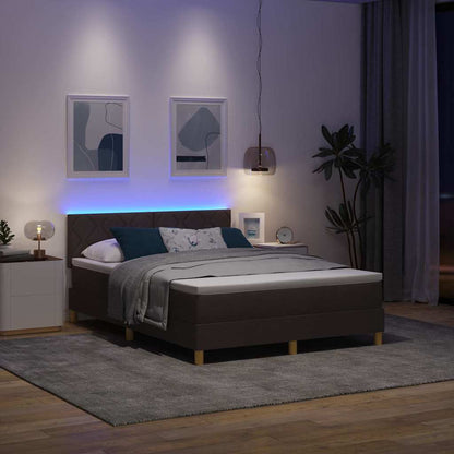 Letto a Sorgente LED Marrone Scuro 160 x 200 cm Tessuto | homemem39