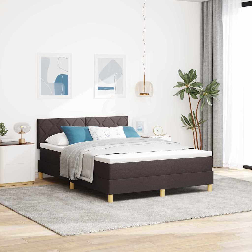 Letto a Sorgente LED Marrone Scuro 160 x 200 cm Tessuto | homemem39
